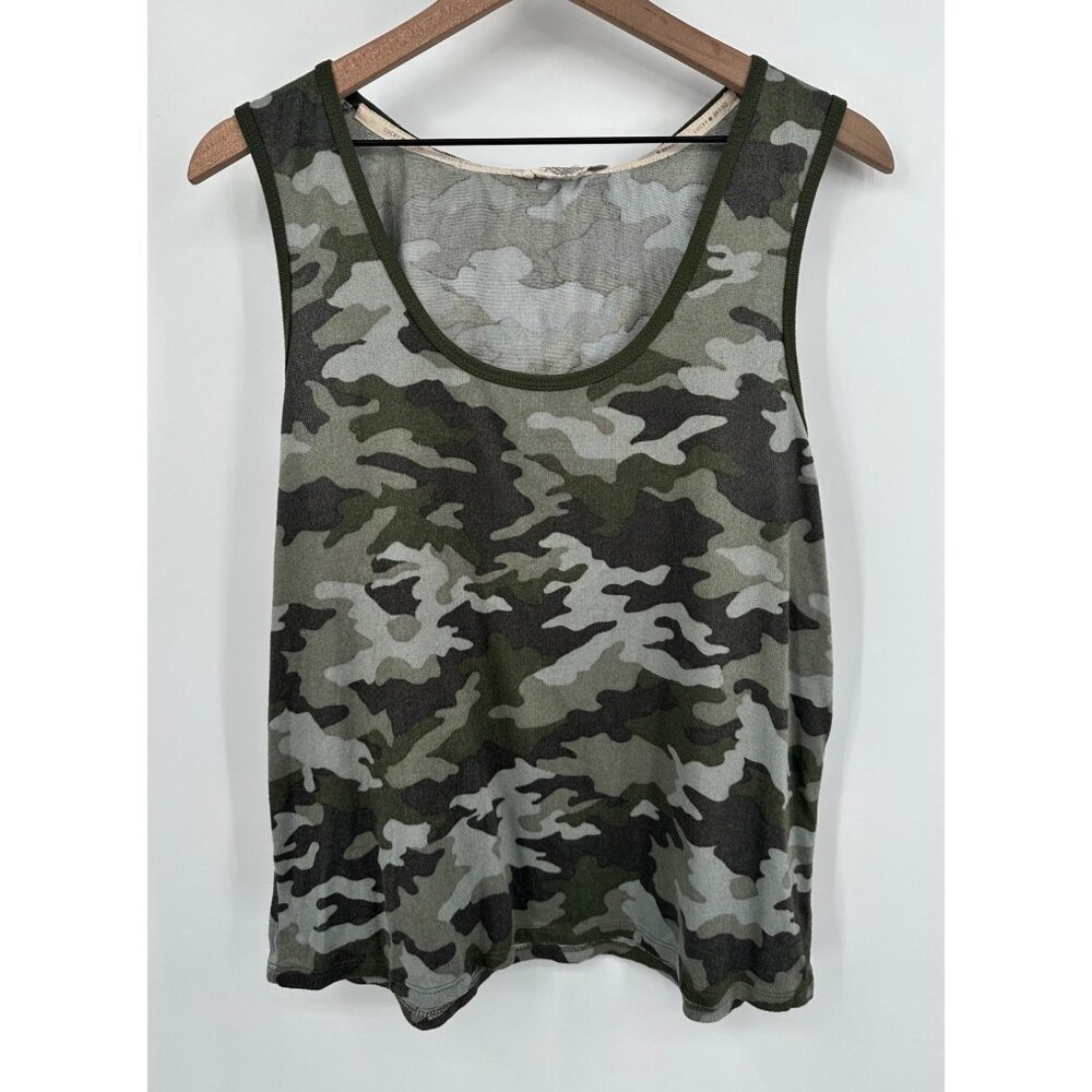Lucky Brand Pajama Set Women XXL Green Camo Tank Top Shorts Comfy
